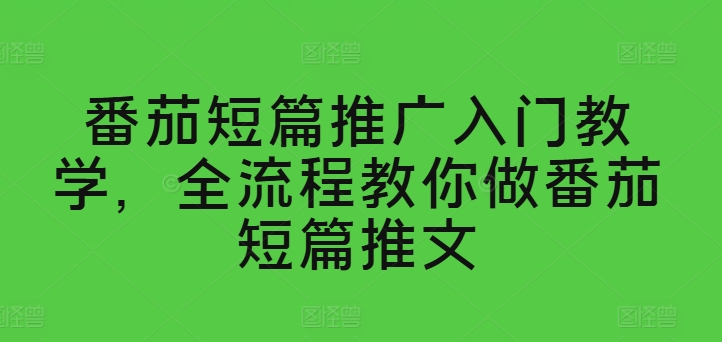 番茄短篇推广入门教学，全流程教你做番茄短篇推文-瀚海资源库