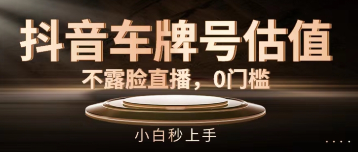 抖音车牌号估值，不露脸直播，0门槛，小白秒上手【揭秘】-瀚海资源库