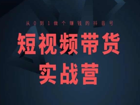短视频带货实战营(高阶课)，从0到1做个赚钱的抖音号-瀚海资源库