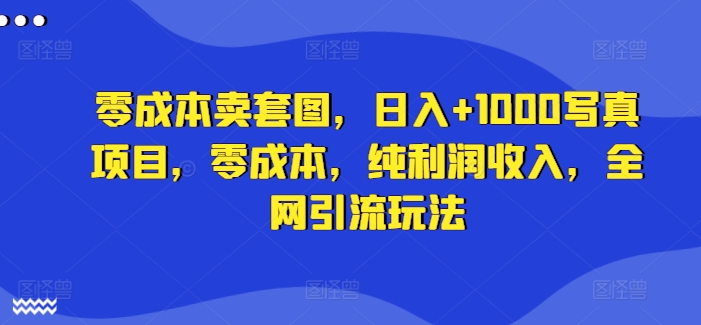 零成本卖套图，日入+1000写真项目，零成本，纯利润收入，全网引流玩法-瀚海资源库