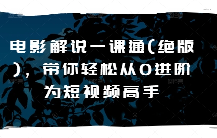 电影解说一课通(绝版)，带你轻松从0进阶为短视频高手-瀚海资源库