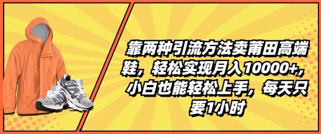 靠两种引流方法卖莆田高端鞋，轻松实现月入1W+，小白也能轻松上手，每天只要1小时【揭秘】-瀚海资源库