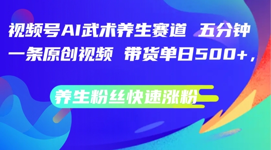 视频号AI武术养生赛道，五分钟一条原创视频，带货单日几张，养生粉丝快速涨粉【揭秘】-瀚海资源库