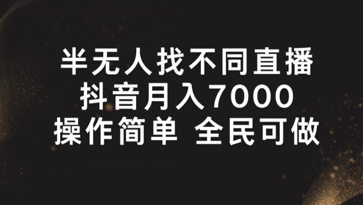 半无人找不同直播，月入7000+，操作简单 全民可做【揭秘】-瀚海资源库