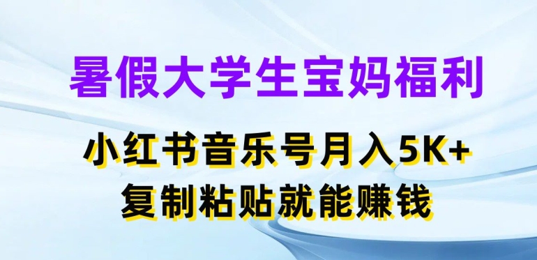 暑假大学生宝妈福利，小红书音乐号月入5000+，复制粘贴就能赚钱【揭秘】-瀚海资源库