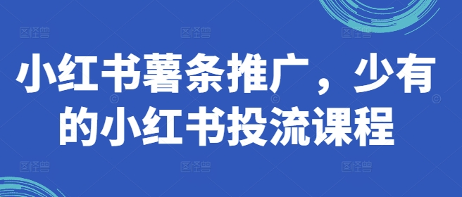 小红书薯条推广，少有的小红书投流课程-瀚海资源库