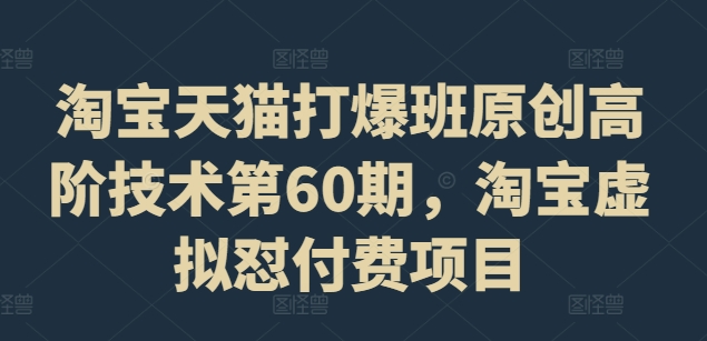 淘宝天猫打爆班原创高阶技术第60期，淘宝虚拟怼付费项目-瀚海资源库