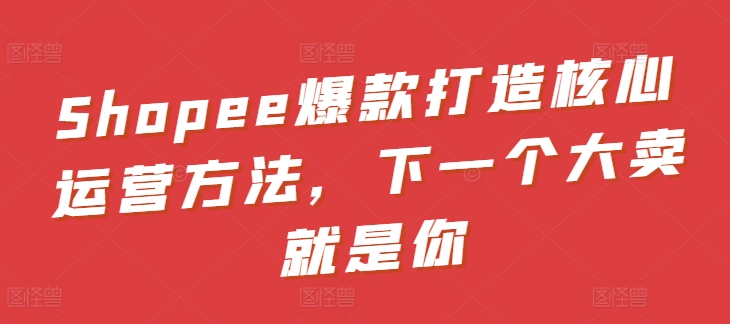Shopee爆款打造核心运营方法，下一个大卖就是你-瀚海资源库