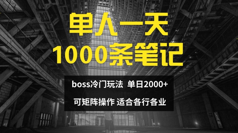 单人一天1000条笔记，日入2000+，BOSS直聘的正确玩法【揭秘】-瀚海资源库