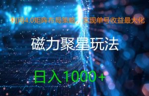利用4.0矩阵布局策略，实现单号收益最大化，磁力聚星新玩法，日入1k+【揭秘】-瀚海资源库