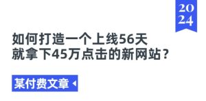 某付费文章《如何打造一个上线56天就拿下45万点击的新网站?》-瀚海资源库