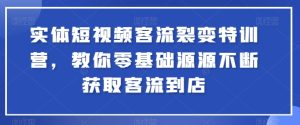 实体短视频客流裂变特训营,教你零基础源源不断获取客流到店-瀚海资源库