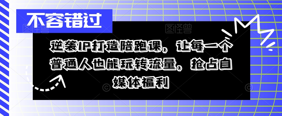 逆袭IP打造陪跑课，让每一个普通人也能玩转流量，抢占自媒体福利-瀚海资源库
