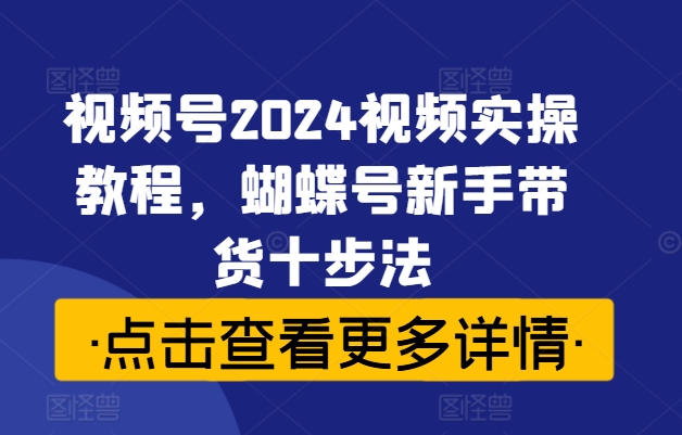 视频号2024视频实操教程，蝴蝶号新手带货十步法-瀚海资源库