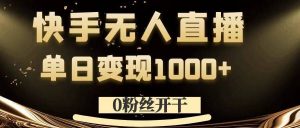 0粉丝开干,快手无人直播,单日变现1k+【揭秘】-瀚海资源库