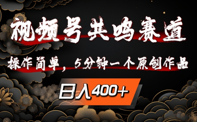 视频号共鸣赛道，操作简单，5分钟1个原创作品，日入几张【揭秘】-瀚海资源库