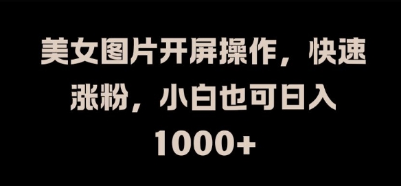 美女图片开屏操作，快速涨粉，小白也可日入1k【揭秘】-瀚海资源库
