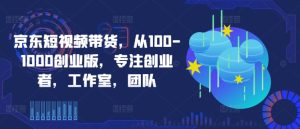 京东短视频带货,从100-1000创业版,专注创业者,工作室,团队-瀚海资源库