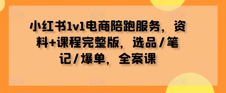 小红书1v1电商陪跑服务，资料+课程完整版，选品/笔记/爆单，全案课-瀚海资源库