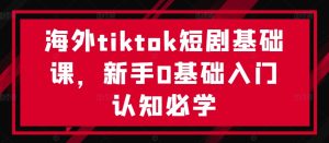 海外tiktok短剧基础课,新手0基础入门认知必学-瀚海资源库
