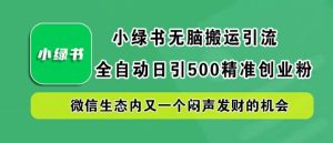 小绿书无脑搬运引流,全自动日引500精准创业粉,微信生态内又一个闷声发财的机会【揭秘】-瀚海资源库
